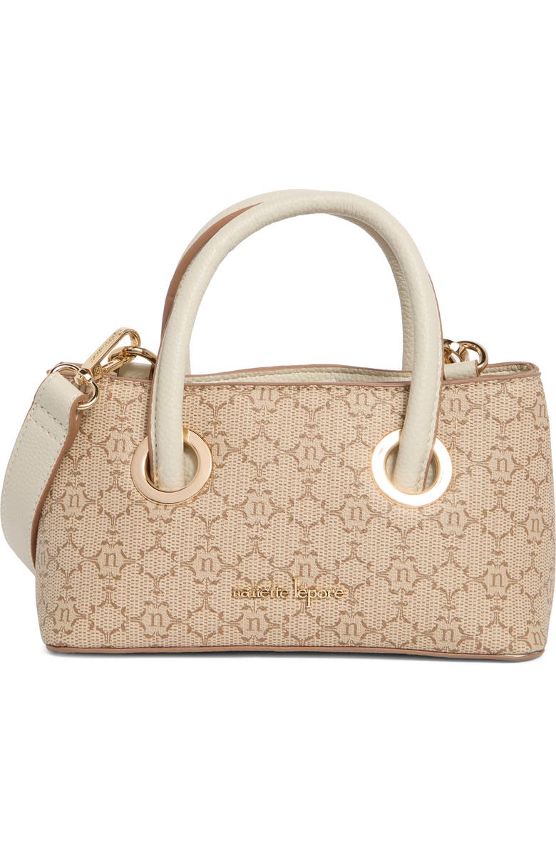 Nanette Lepore Mini Satchel Bag, Main, color, Almond Logo-Rice