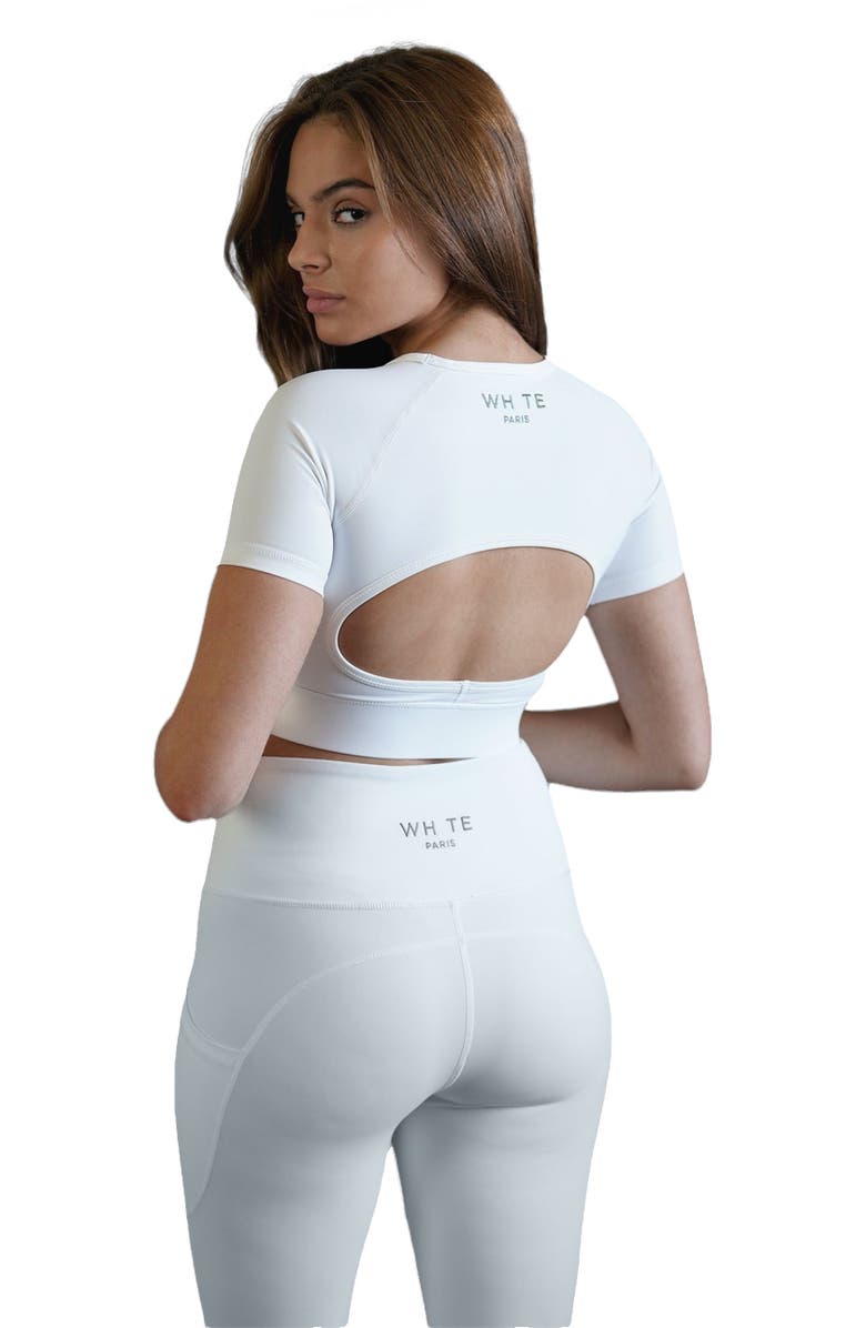 Blvck Whte Open Back Sport Bra, Alternate, color, White