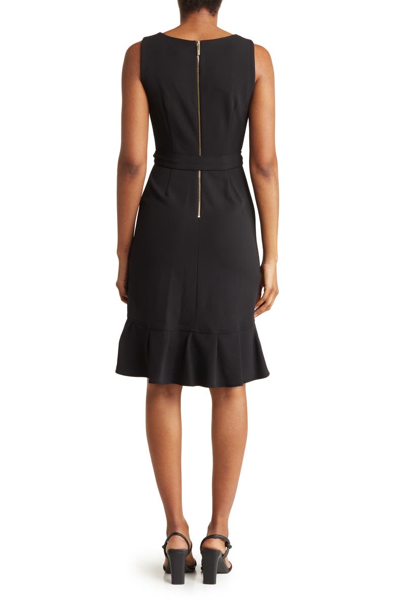 Calvin Klein Sleeveless Belted Ruffle Bottom Dress, Alternate, color, 