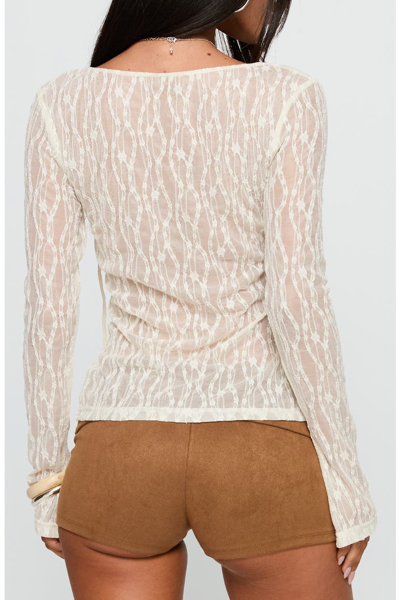 Open Your Heart Tie Front Lace Top, Alternate, color, CREAM
