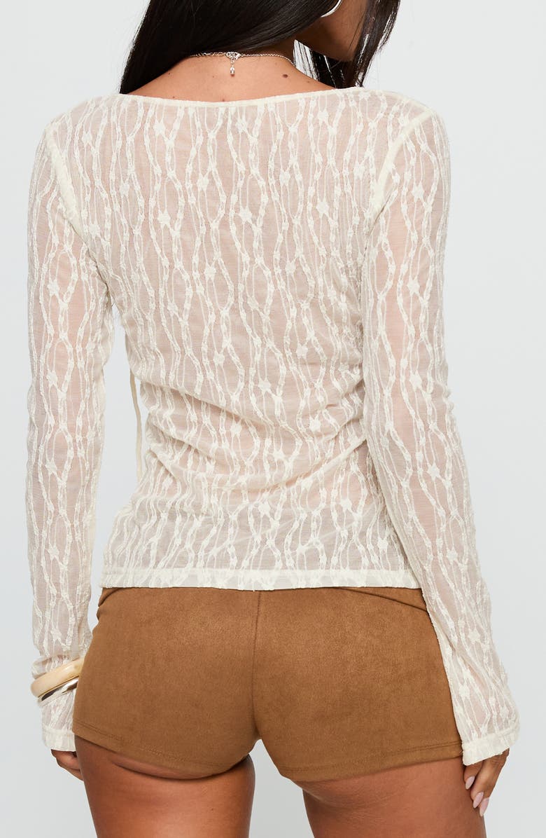 Princess Polly Open Your Heart Tie Front Lace Top, Alternate, color, Cream