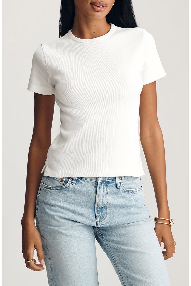 Stretch Cotton Rib T-Shirt, Main, color, WHITE