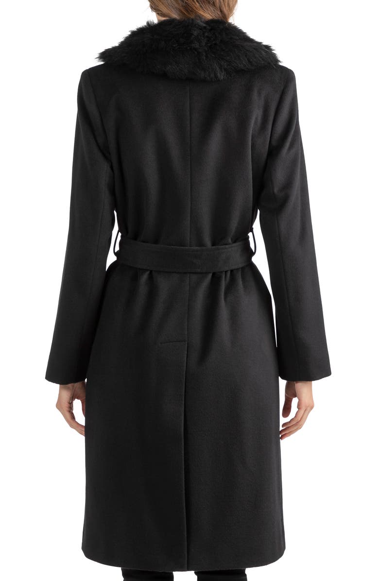 Sofia Cashmere Sofia Wool & Cashmere Blend Wrap Coat with Genuine Shearling Trim, Alternate, color,