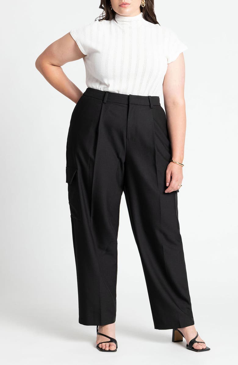 ELOQUII Pleated Cargo Pants, Alternate, color,