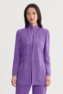 Ming Wang Tonal Abstract Piped Knit Jacket