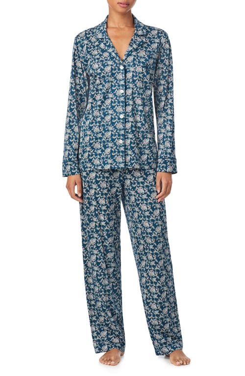Ralph Lauren Lauren  Print Cotton Blend Pajamas In Blue
