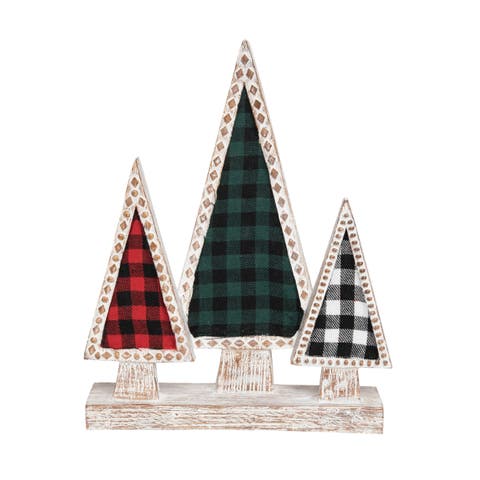 Multicolored Christmas Plaid Tree Decor Resin