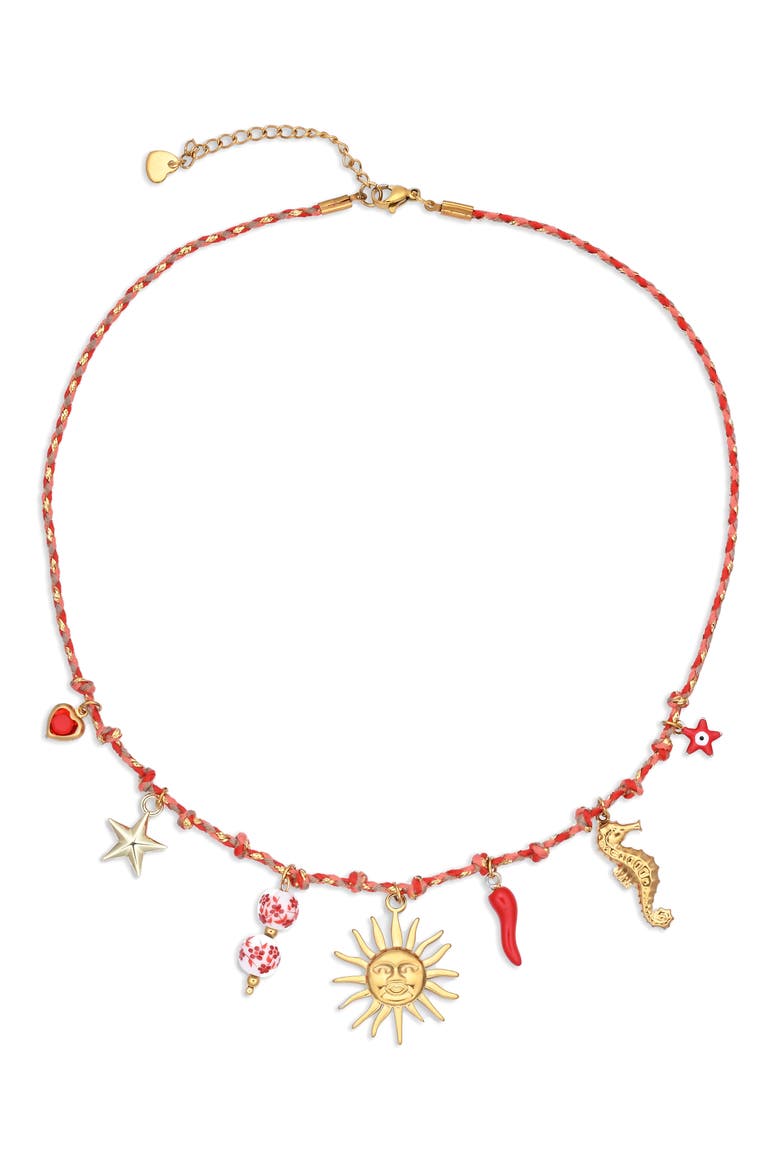 Millie Charm Necklace, Main, color, RED