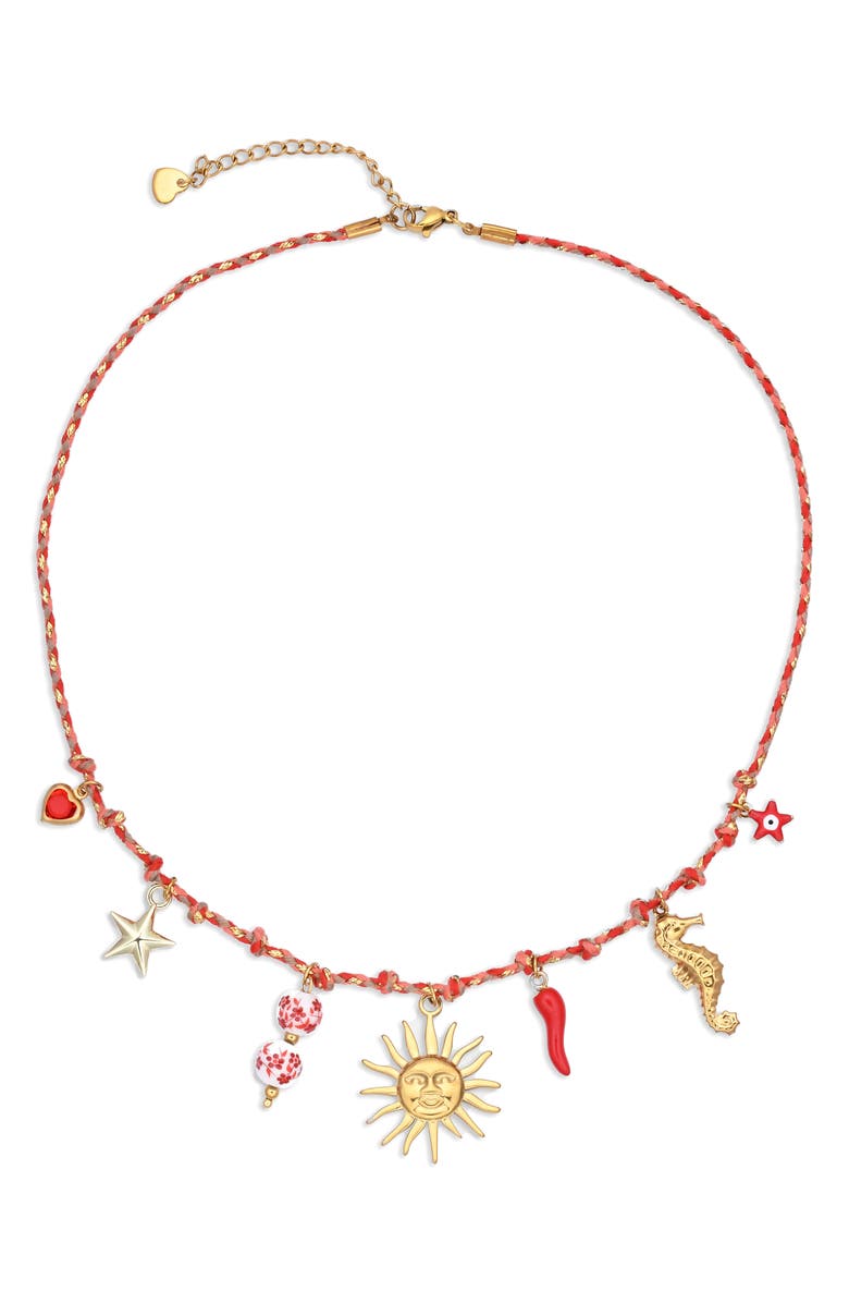 EYE CANDY LOS ANGELES Millie Charm Necklace, Main, color, Red