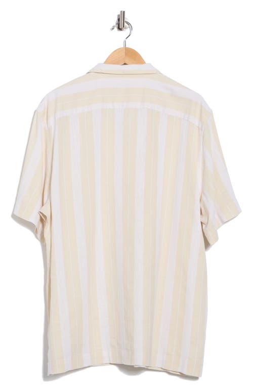 Original Penguin Vertical Stripe Linen & Cotton Camp Shirt In Neutral
