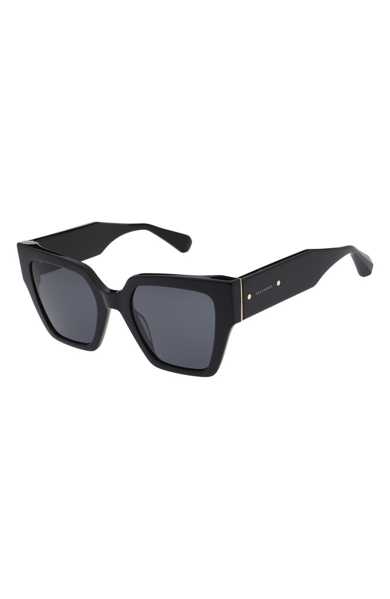 AllSaints Bibi 52mm Square Sunglasses, Alternate, color, Gloss Black