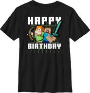 MINECRAFT Boy's Minecraft Happy Birthday Steve and Alex Graphic Tee