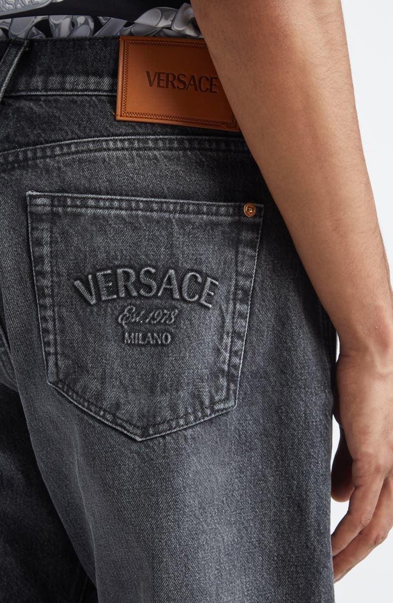 Versace Stonewashed Straight Leg Jeans, Alternate, color,