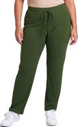 24seven Comfort Apparel Curvy Basic Ribbed Knit Drawstring Straight Leg Lounge Pants