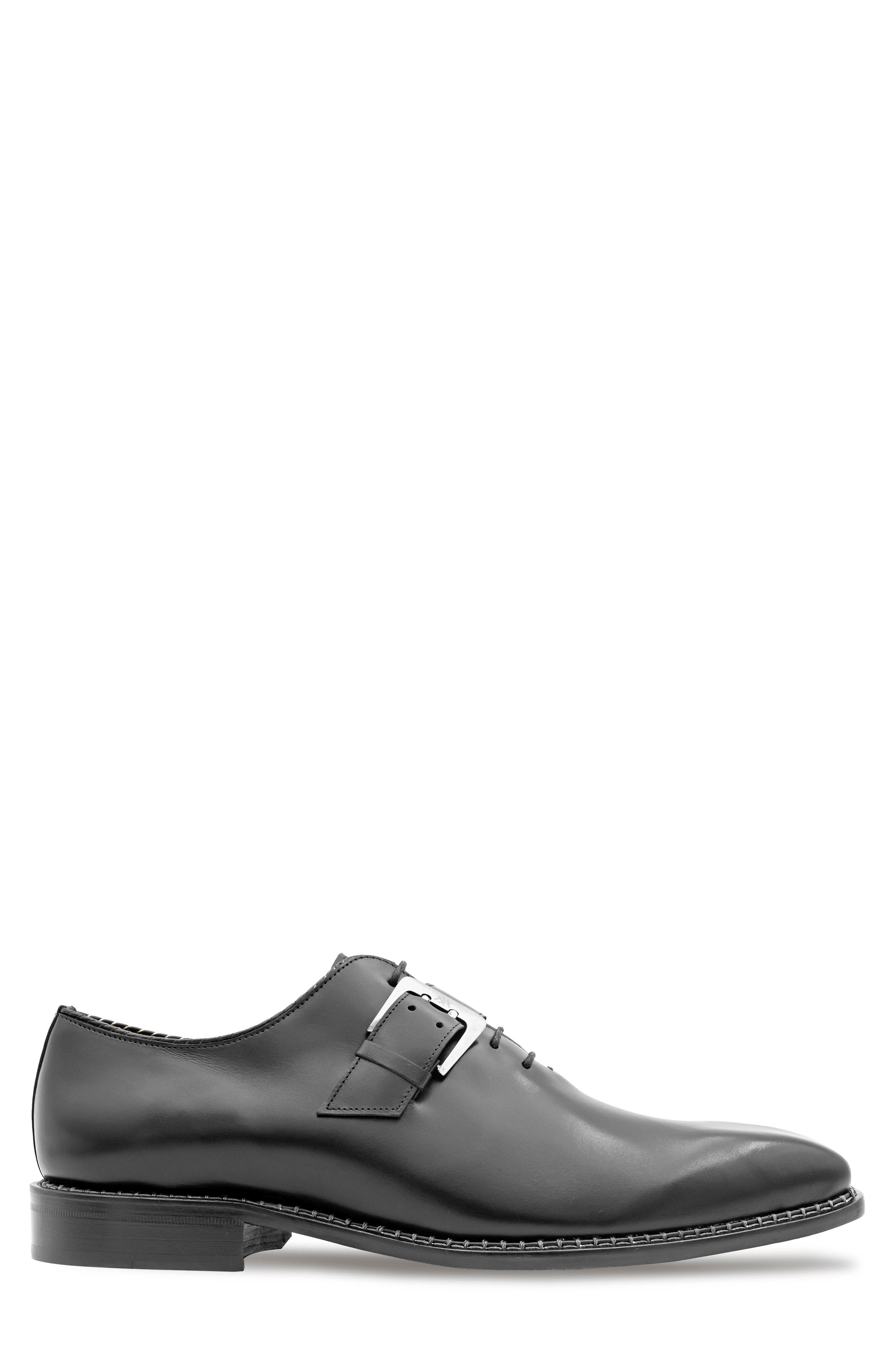 Mezlan Machado Buckle Strap Wholecut Shoe, Alternate, color, Black