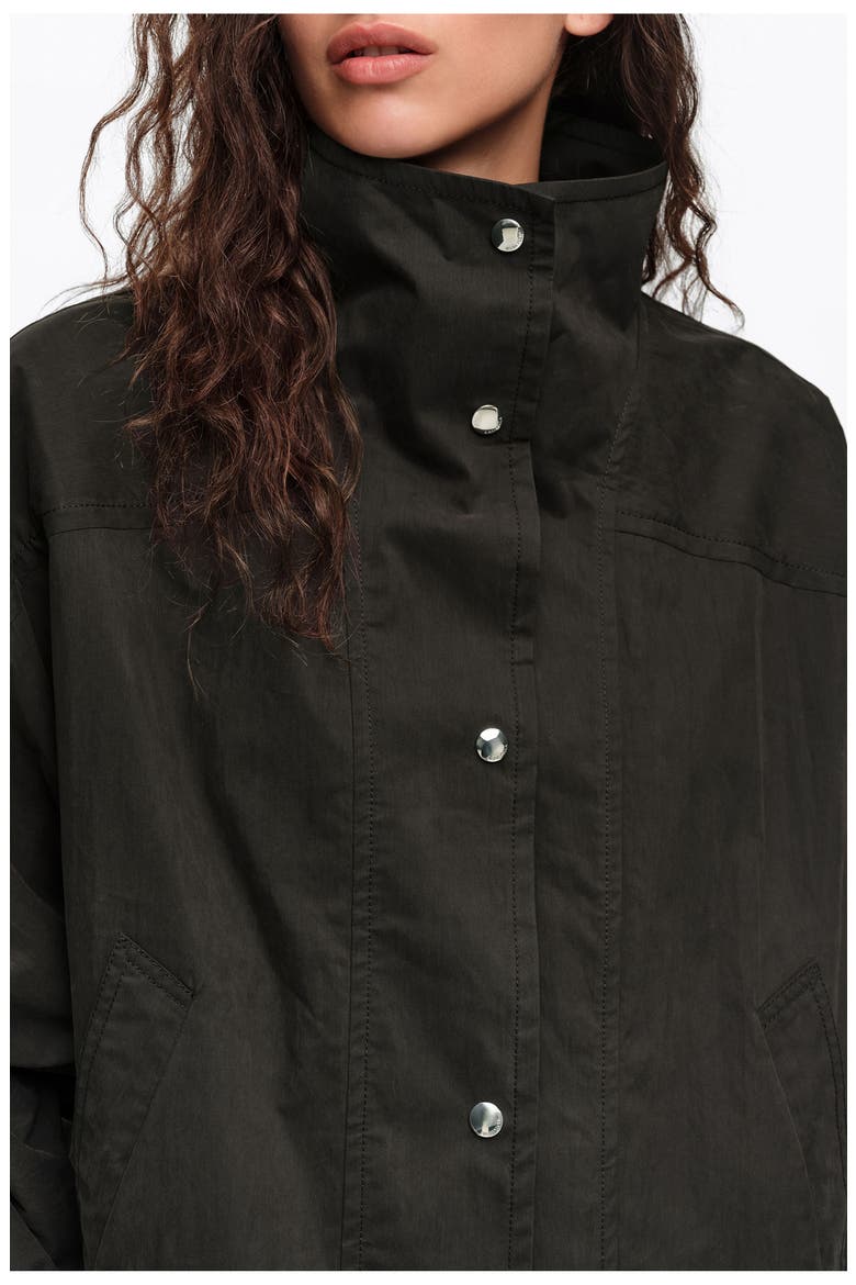 Short Batwing Trench Coat, Alternate, color, BLACK