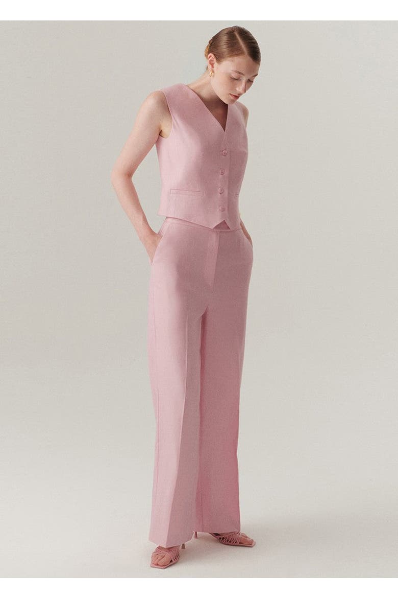 Nevaeh Fit Linen Trousers, Alternate, color, PINK