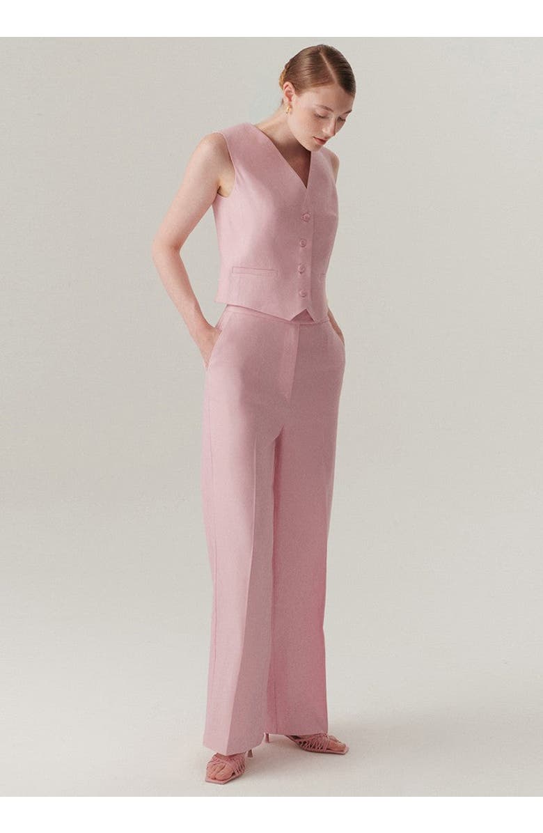 Exquise Nevaeh Fit Linen Trousers, Alternate, color, Pink