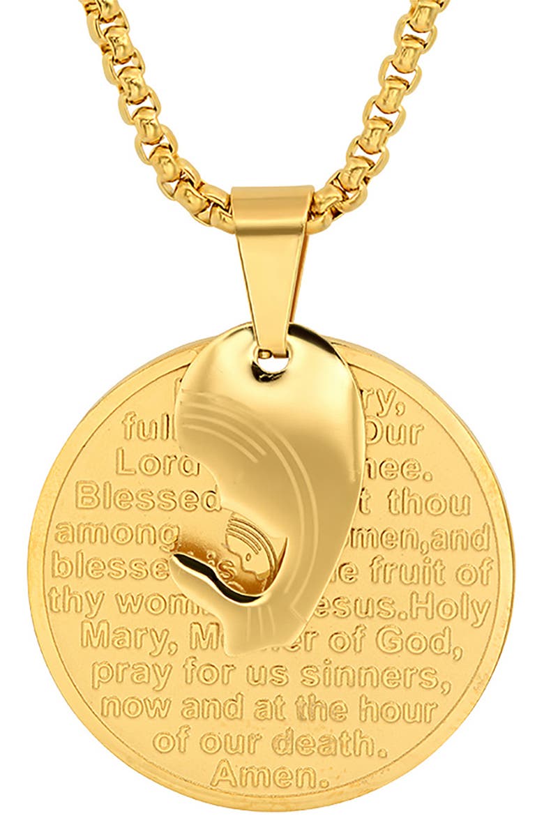 HMY JEWELRY Mother Mary Pendant Necklace, Main, color, Yellow