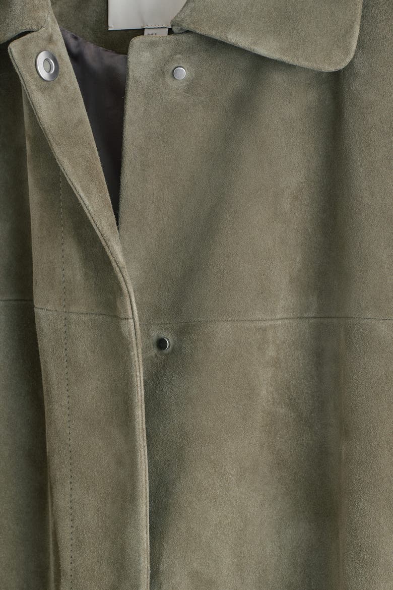Collared Suede Long Coat, Alternate, color, KHAKI