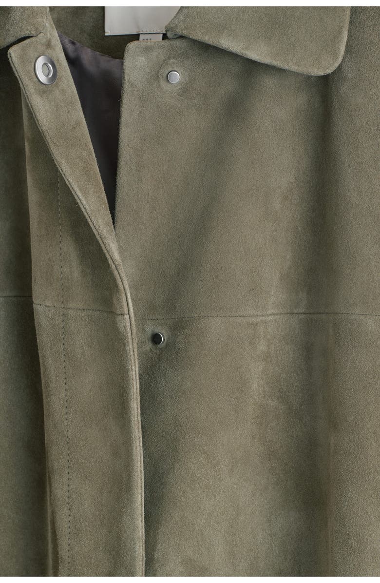 COS Collared Suede Long Coat, Alternate, color, Khaki