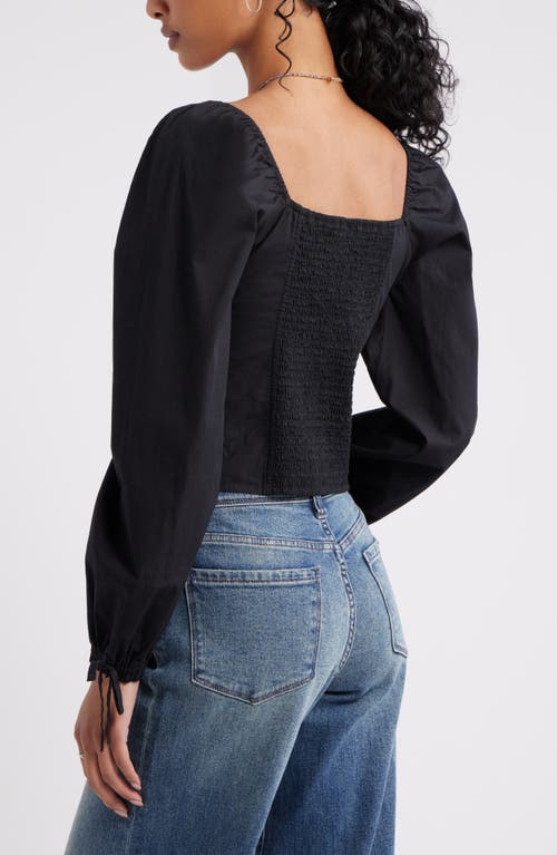 Bp. Long Sleeve Corset Cotton Crop Top In Black