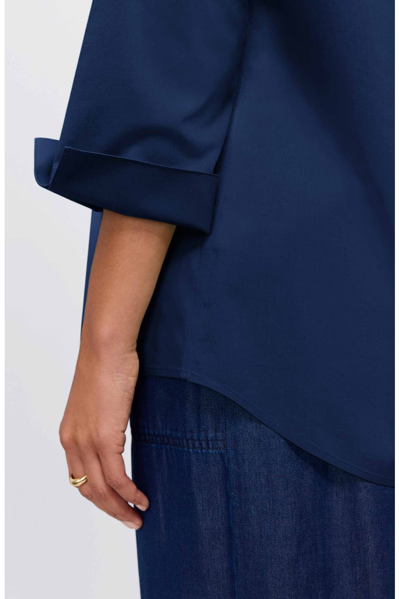 Therese Button Back Popover Shirt, Alternate, color, NAVY BLUE