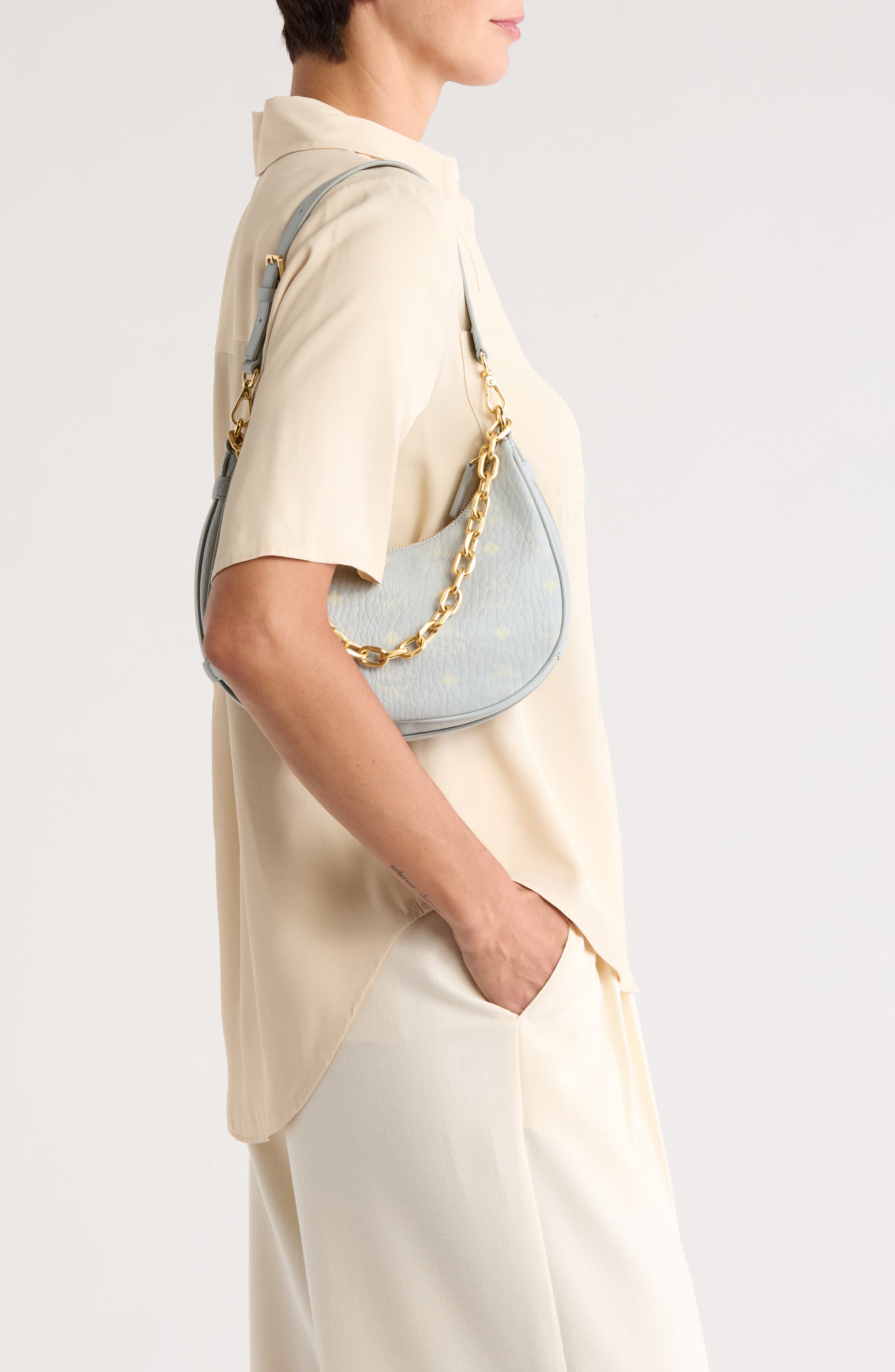 MCM Aren Small Hobo Bag, Alternate, color, 