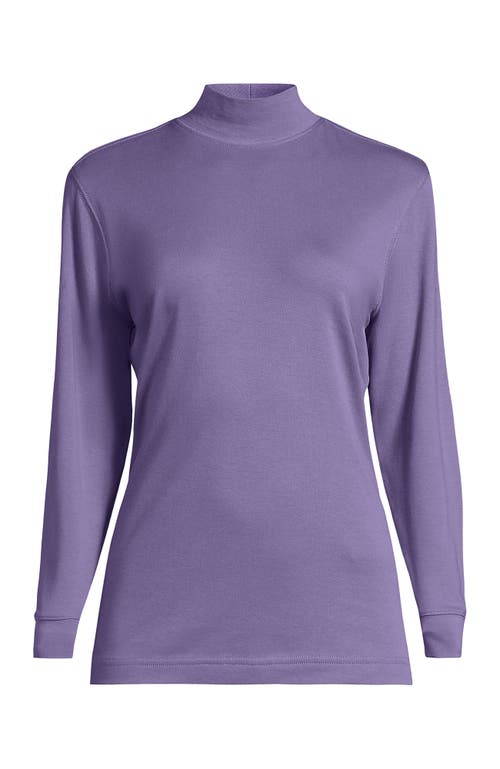 Lands' End Plus Size Relaxed Cotton Long Sleeve Mock Turtleneck In Purple