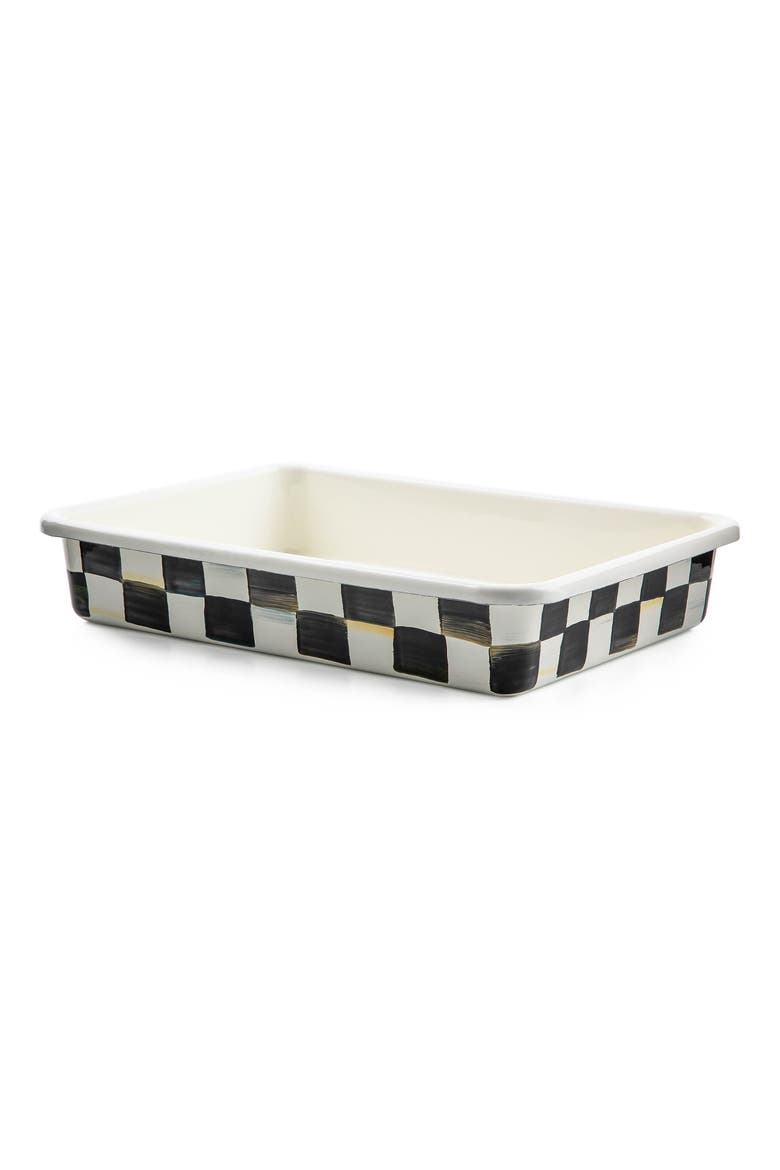 Courtly Check Enameled Steel Baking Pan, Main, color, BLACK/ WHITE