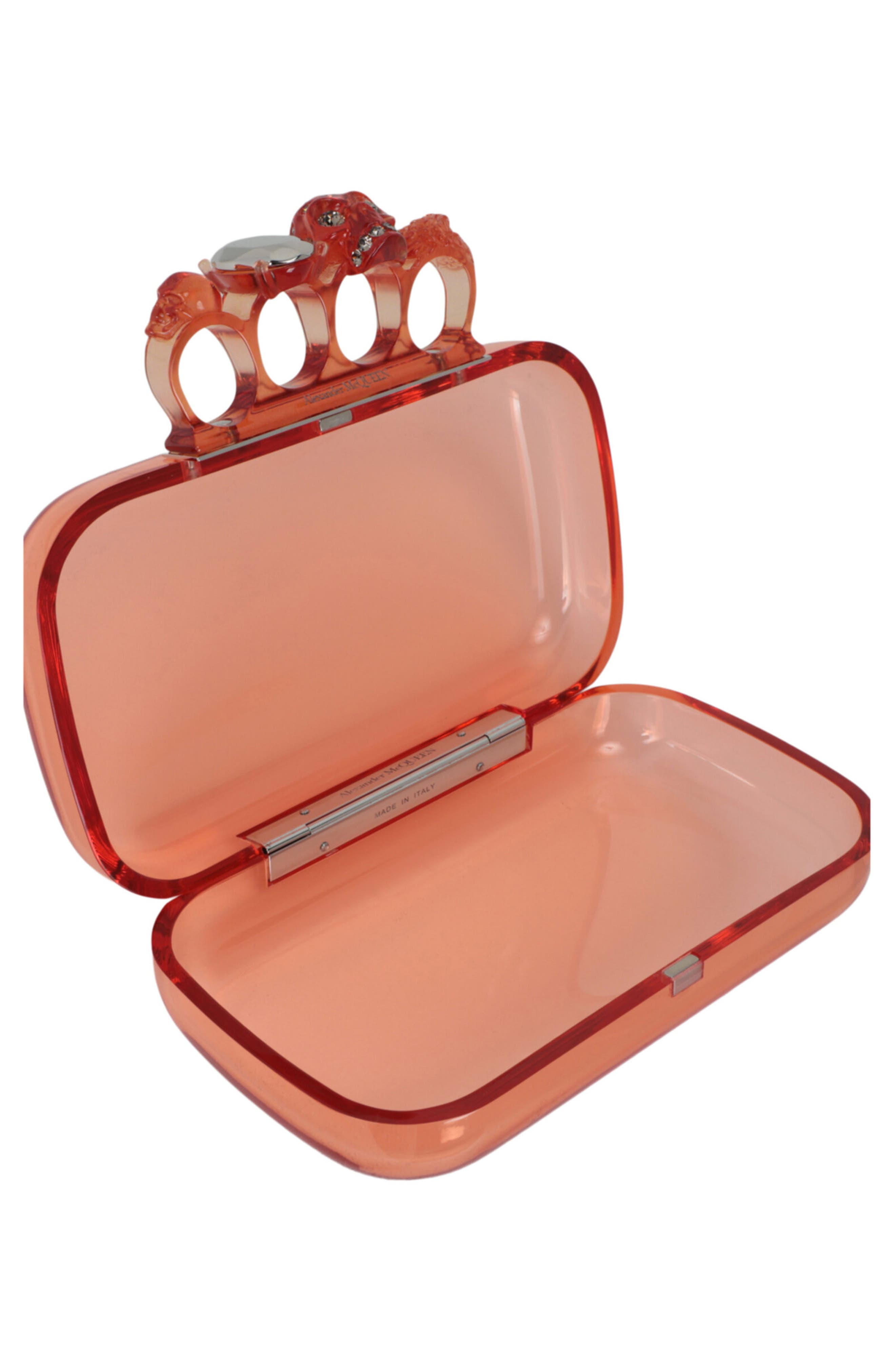 Alexander McQueen Puma Skull Four Ring Clutch, Alternate, color, Apricot