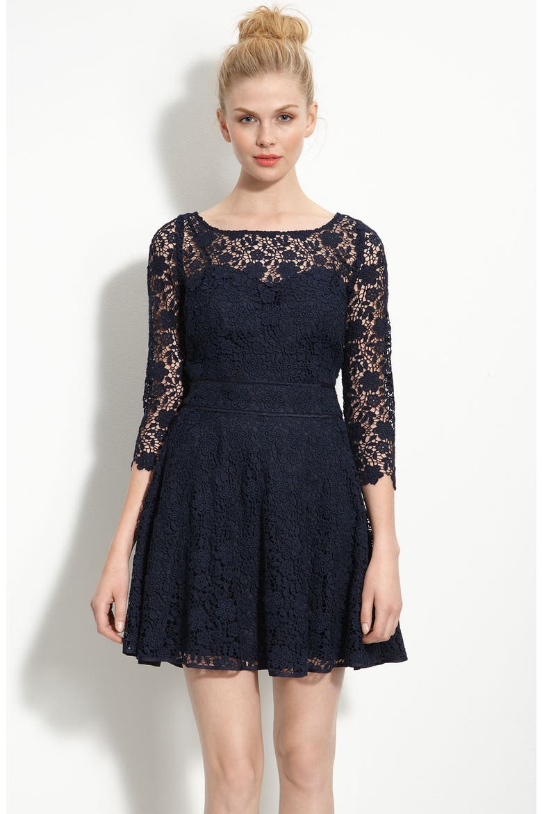 'Guipure' Lace Dress, Main, color, REGAL