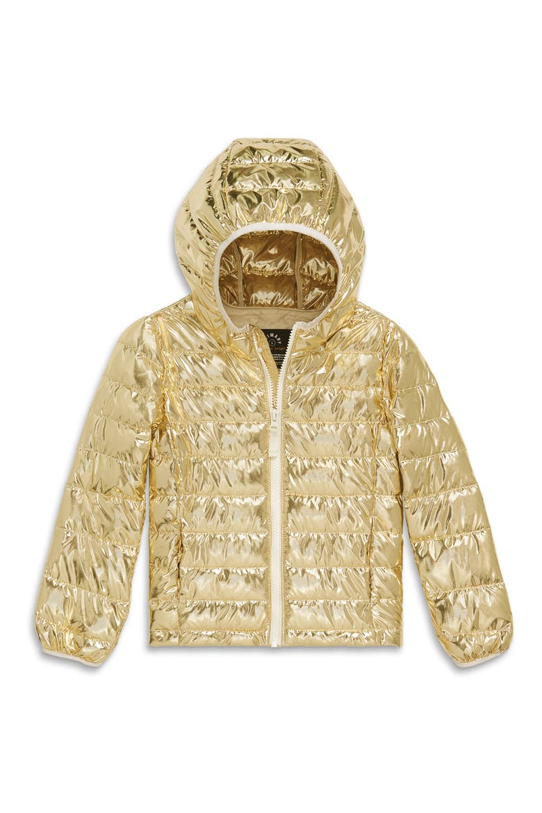 Kids' Lightweight Water Repellent Metallic Puffer Jacket, Main, color, GOLD