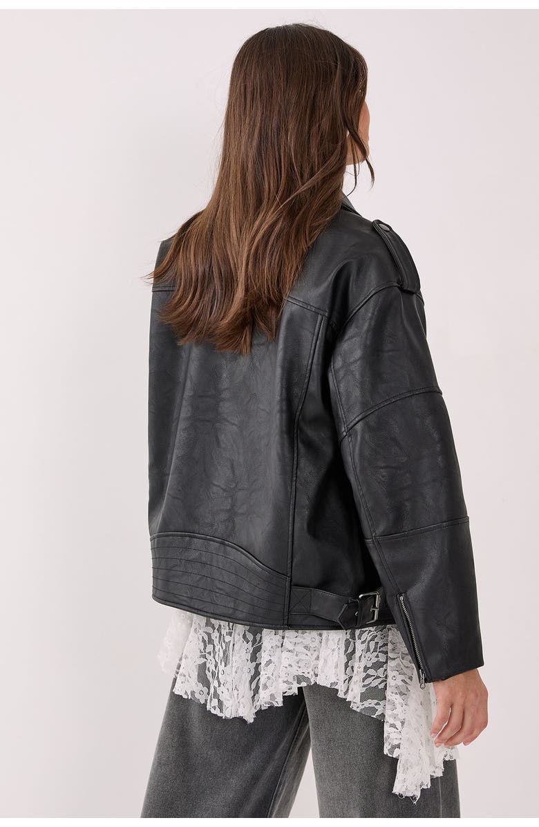 NASTY GAL Faux Leather Biker Jacket, Alternate, color, Black