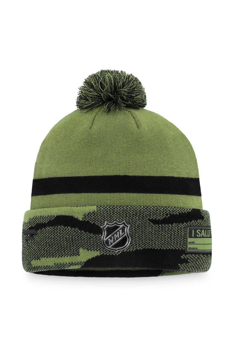 Men's Fanatics Branded Camo Toronto Maple Leafs Military Appreciation Cuffed Knit Hat with Pom, Alternate, color, Camo