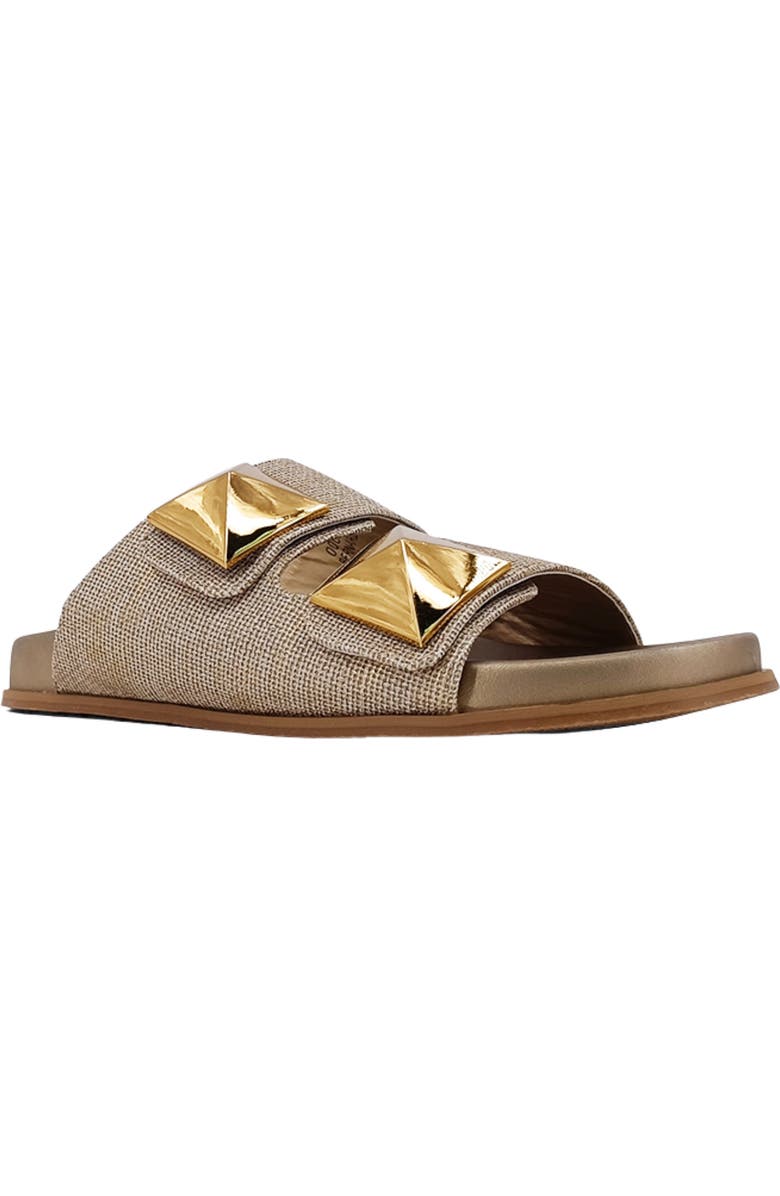 SHUSHOP Bernarda Studded Slide Sandal, Main, color, Gold Woven