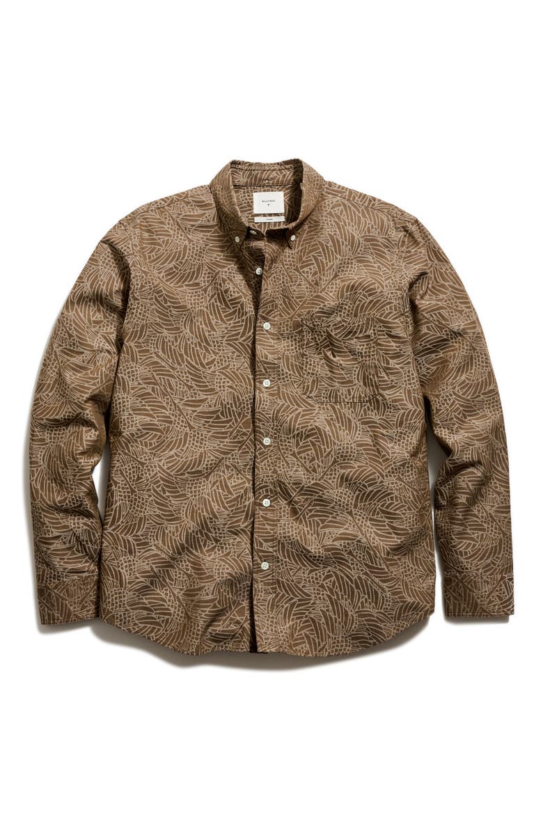 Mélange Heron Swarm Button-Down Shirt, Alternate, color, KHAKI MULTI