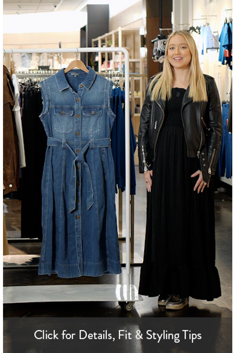 Sleeveless Tie Belt Cotton Denim Shirtdress video