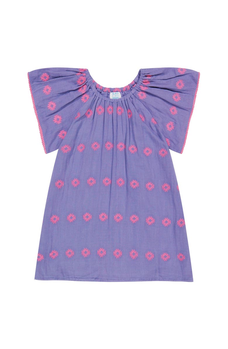 Mer St. Barth Mini Capucine Girl's Caftan Periwinkle Embroidery, Main, color, 