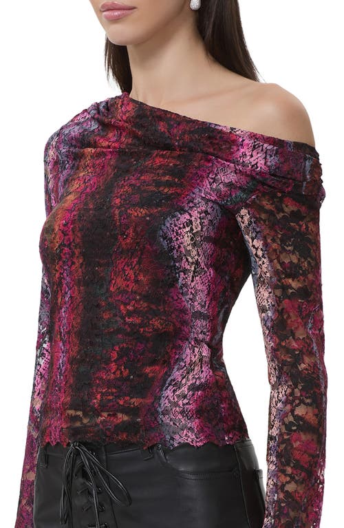 Afrm Barry One-shoulder Lace Top In Brown