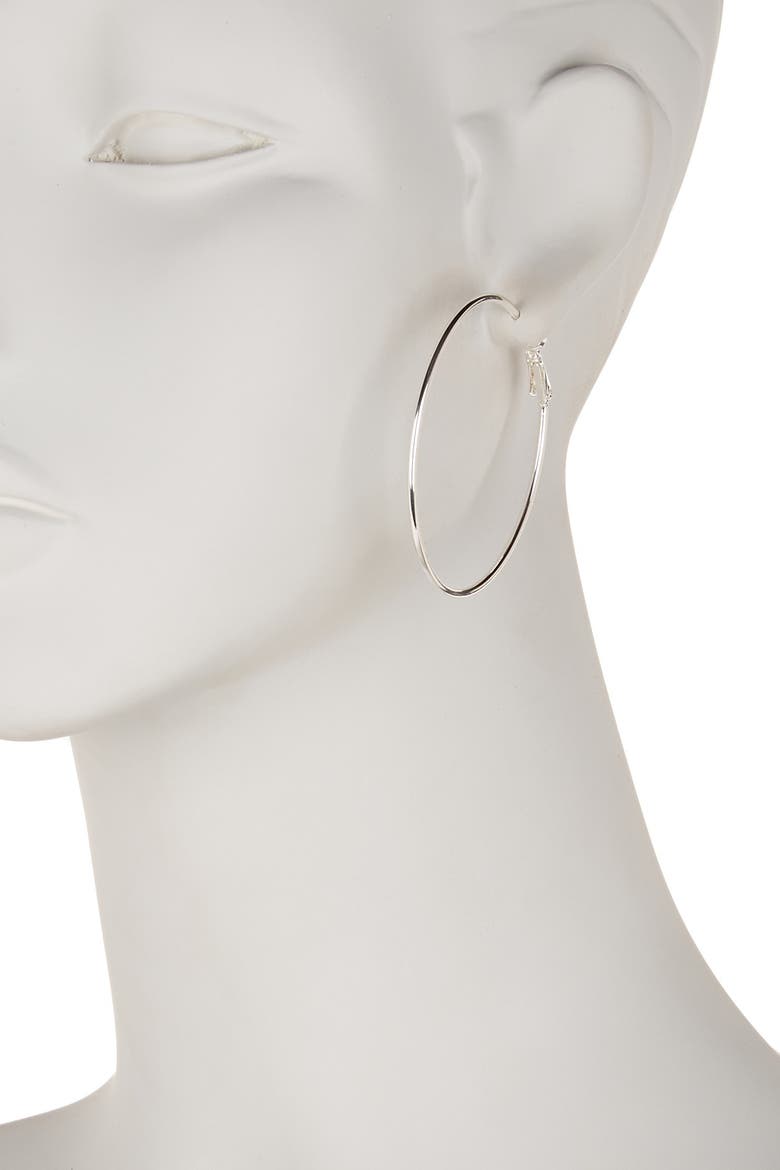 Classic 50mm Hoop Earrings, Alternate, color, RHODIUM