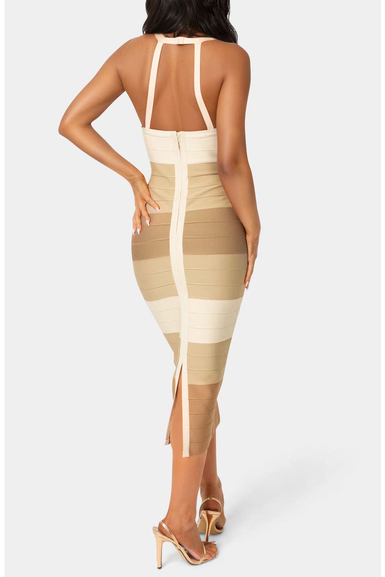 Colorblock Bandage Midi Dress, Alternate, color, BROWN/ MULTI