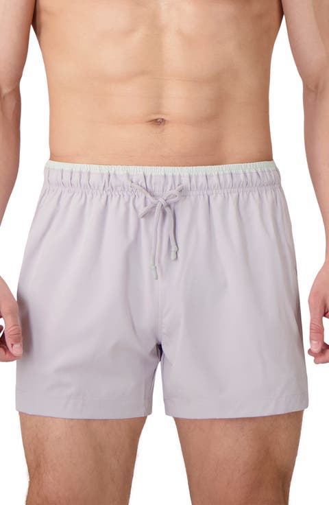 Contrast Trim Solid Swim Trunks
