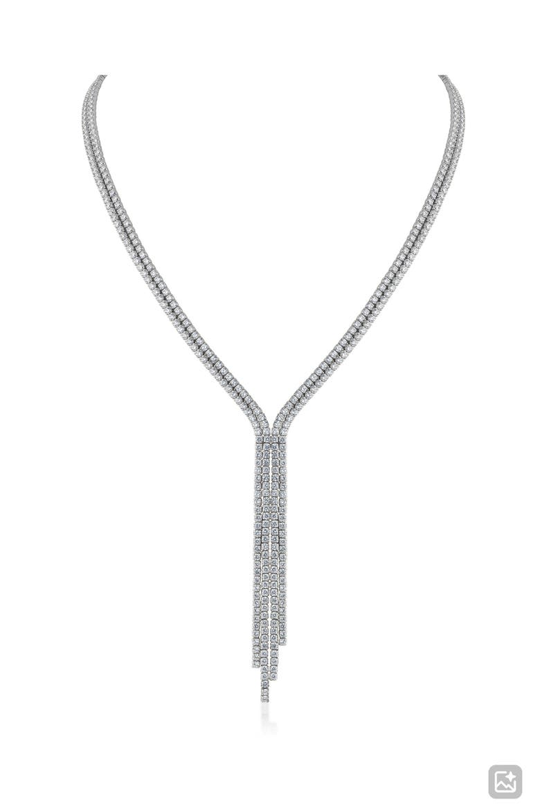 Cubic Zirconia Fringe Necklace, Main, color, RHODIUM PLATED
