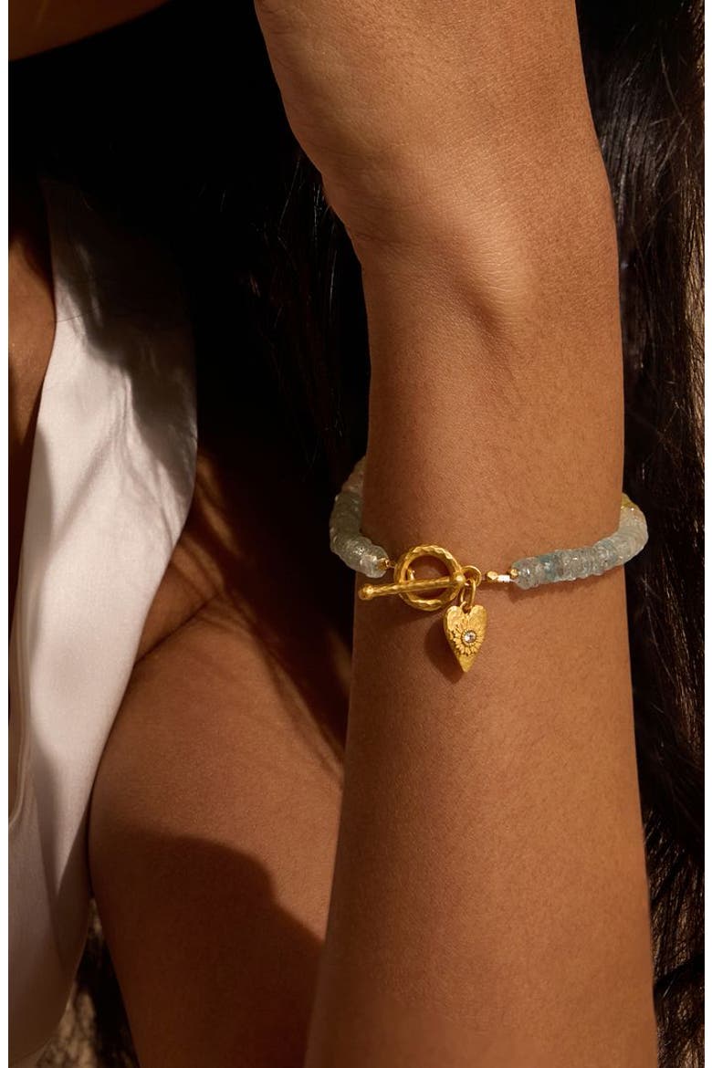 Tranquil Spirit Aquamarine Heart Toggle Bracelet, Alternate, color, Gold