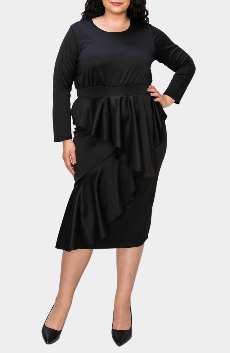 L I V D Alexandra Ruffle Bracelet Sleeve Body-Con Dress, Alternate, color, Black