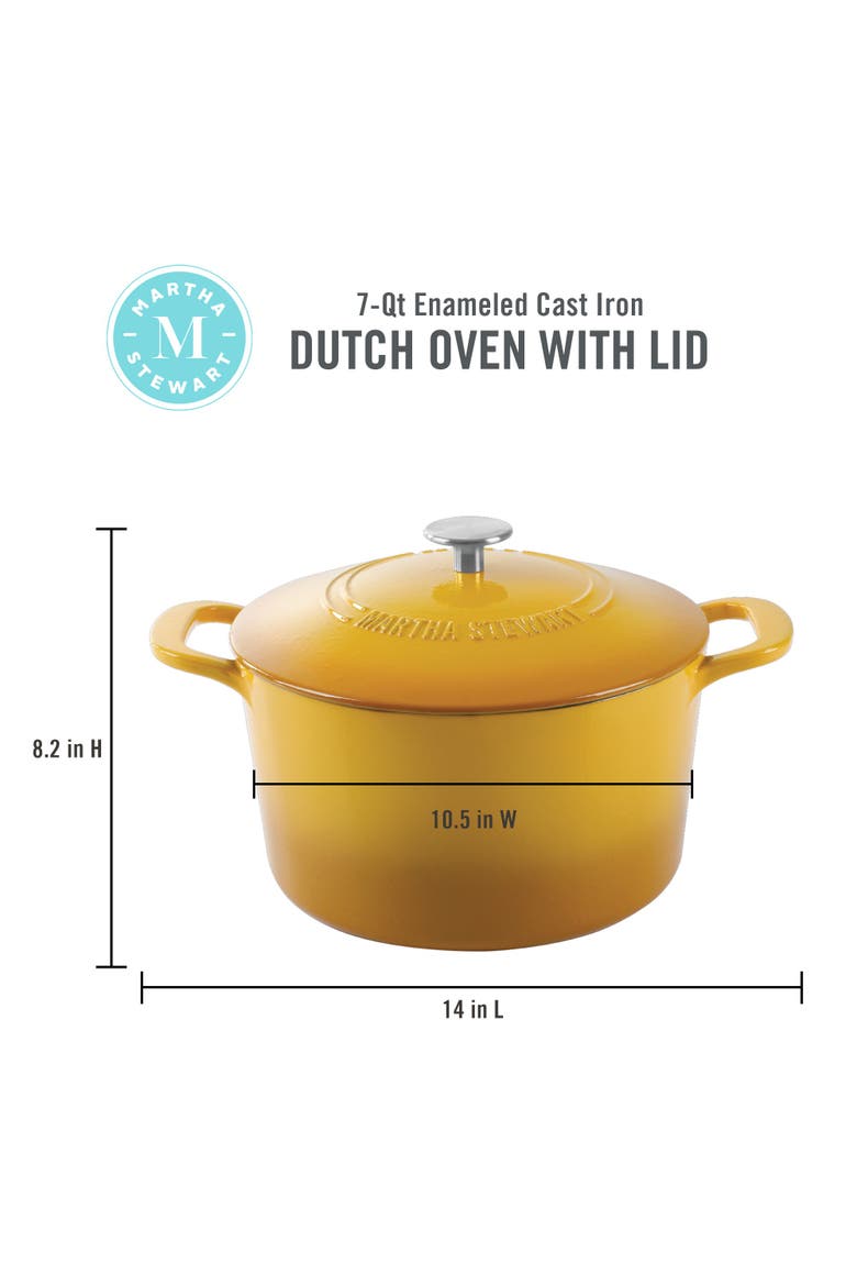 Gatwick 7-Quart Enameled Cast Iron Dutch Oven with Lid, Alternate, color, Yellow