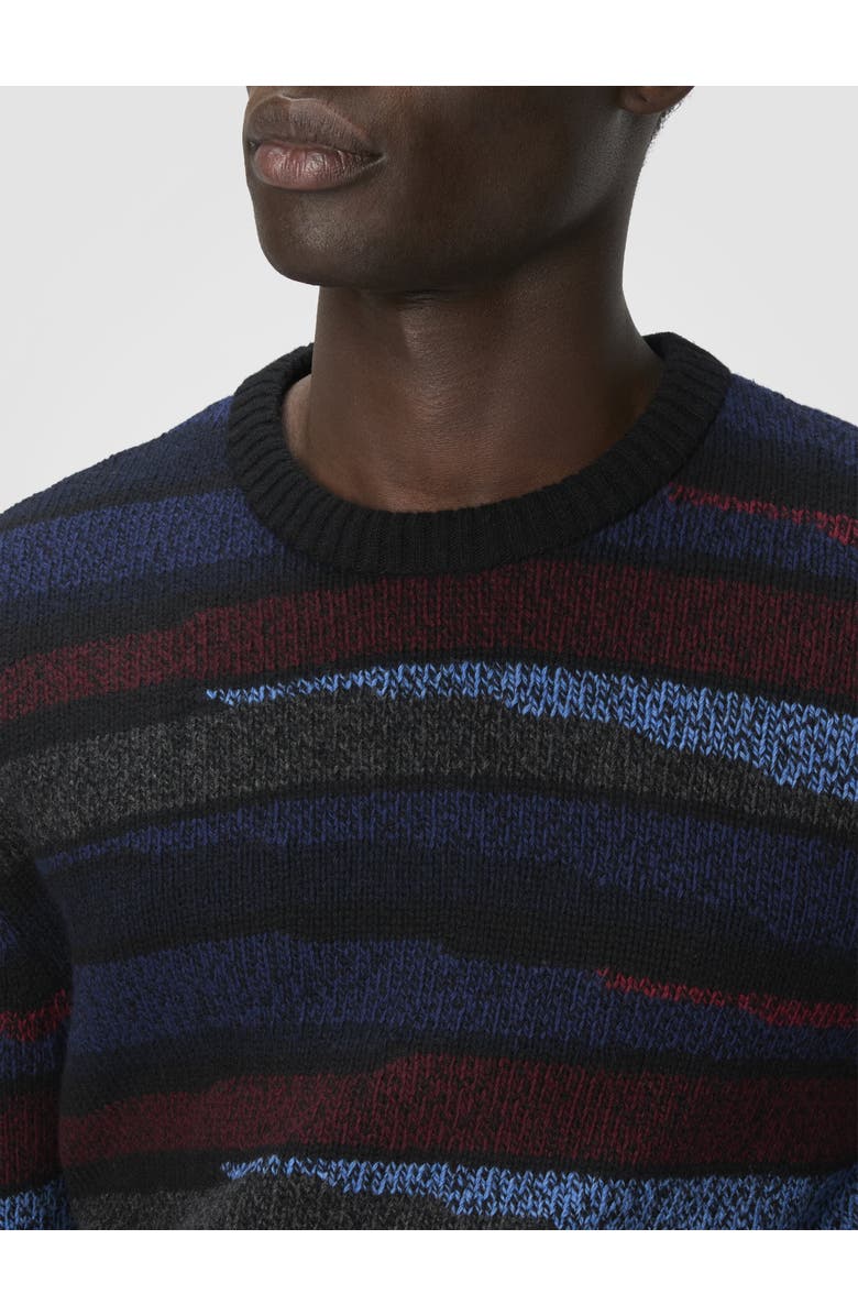 Missoni Crew Neck Sweater With Striped Inlay, Alternate, color, Navy Blue 
Burgundy