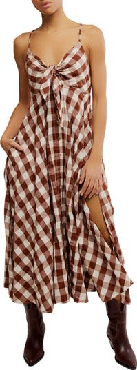 Via Gingham Cotton Seersucker Sundress