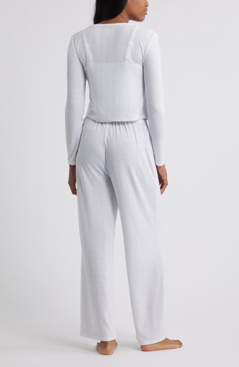 Open Edit 3-Piece Pointelle Knit Pajamas, Alternate, color, White